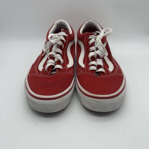 Vans Old Skool Mens 8 Red White Low Top Skate Shoes Classic Lace-Up